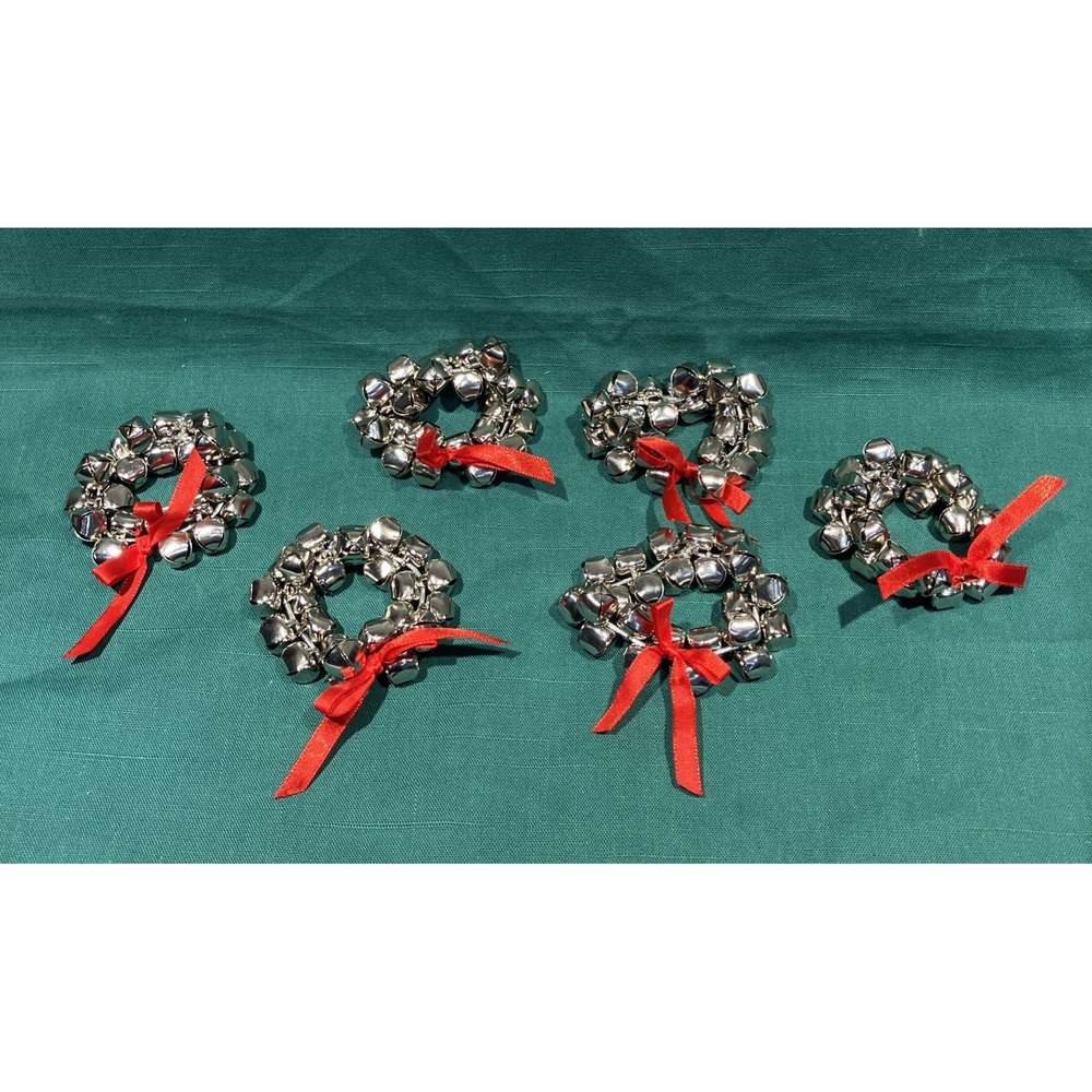 Set 6 Pier 1 Imports Silver Jingle Bell Napkin Rings Christmas MPN 1934642